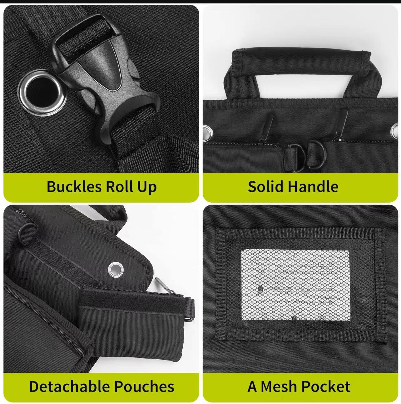 Heavy-Duty Tool Organizer Roll with Detachable Pouches