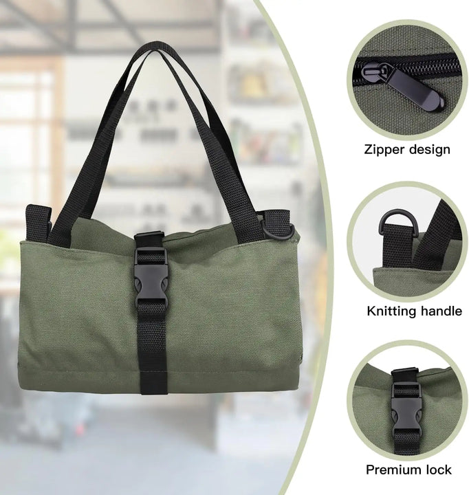 Khaki 5-Pocket Roll-Up Tool Bag Organizer