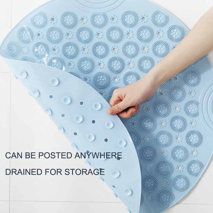 Pink Non-Slip Round Shower Foot Scrubber Mat - Soft Silicone Massage Pad for Foot Cleaning