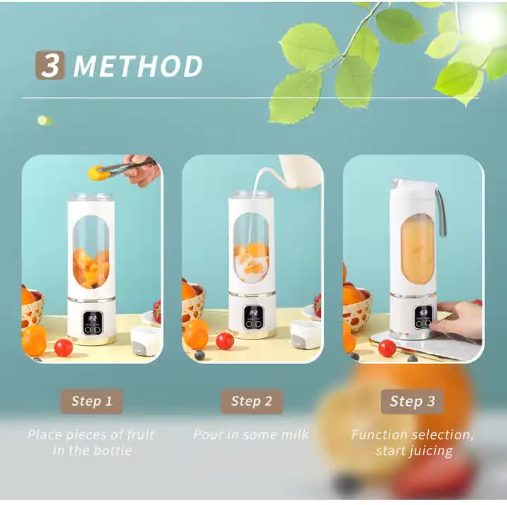 White Portable Rechargeable Juicer Cup - New Model Multifunctional Small Juice Blender for Students and Home Use