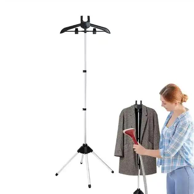 Black Adjustable Foldable Garment Steamer Stand – Independent Support for Home Use