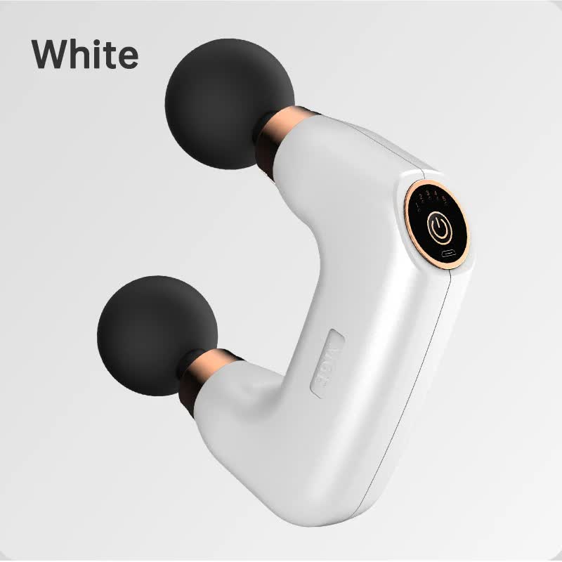 White Dual-Head Mini Massage Gun - Portable Professional Muscle Relaxation Device with 5-Speed Adjustment for Deep Tissue Recovery and Pain Relief