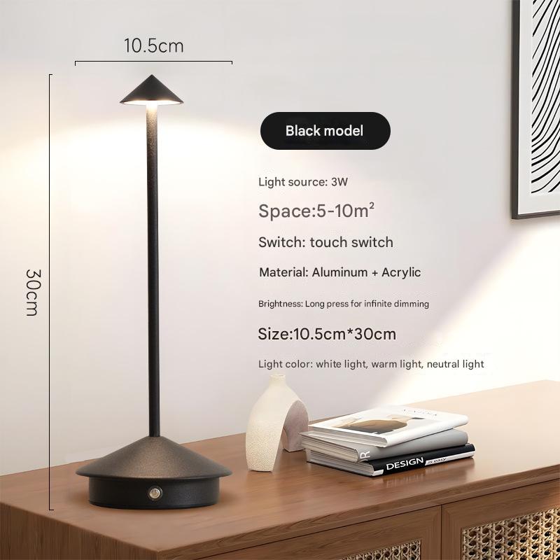 Black Modern Minimalist Aluminum LED Mushroom Night Light - Creative Bedside Atmosphere Lamp for Dining Room and Bedroom