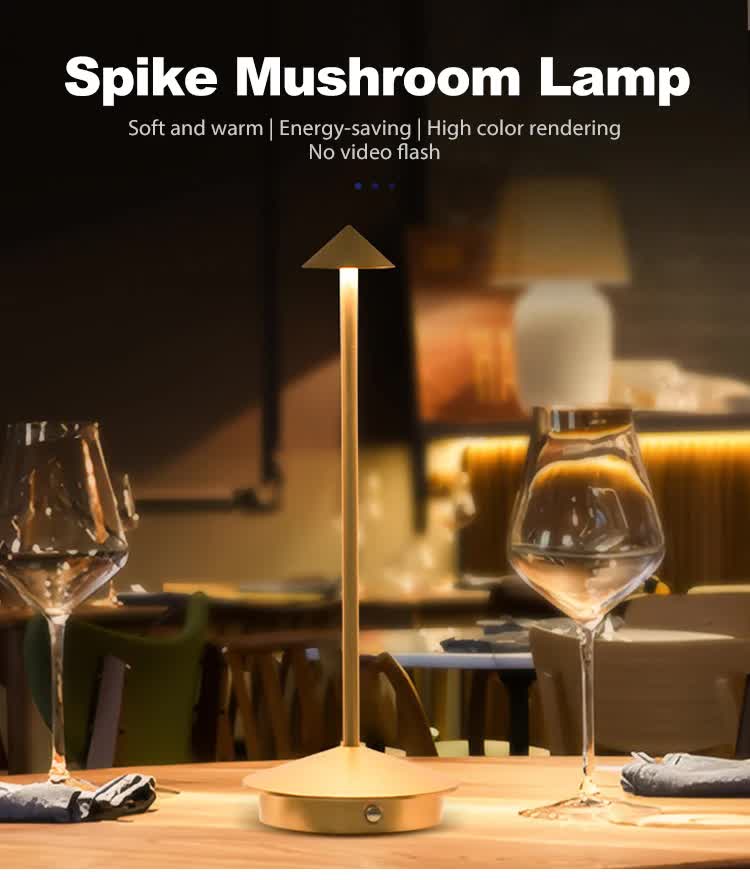 Black Modern Minimalist Aluminum LED Mushroom Night Light - Creative Bedside Atmosphere Lamp for Dining Room and Bedroom