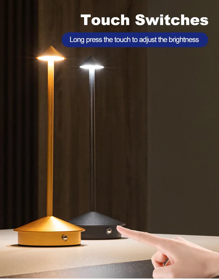 Brown Modern Minimalist Aluminum LED Mushroom Night Light - Creative Bedside Atmosphere Lamp for Dining Room and Bedroom