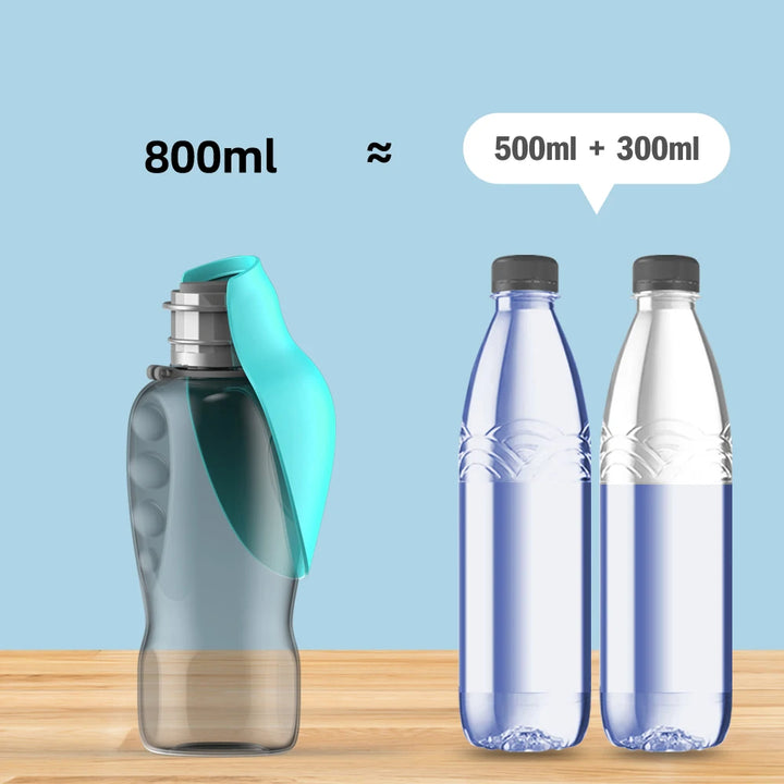 Blue And Grey Portable Foldable Pet Water Bottle with 800ml Capacity - Leakproof Travel Hydration Dispenser for Dogs and Cats