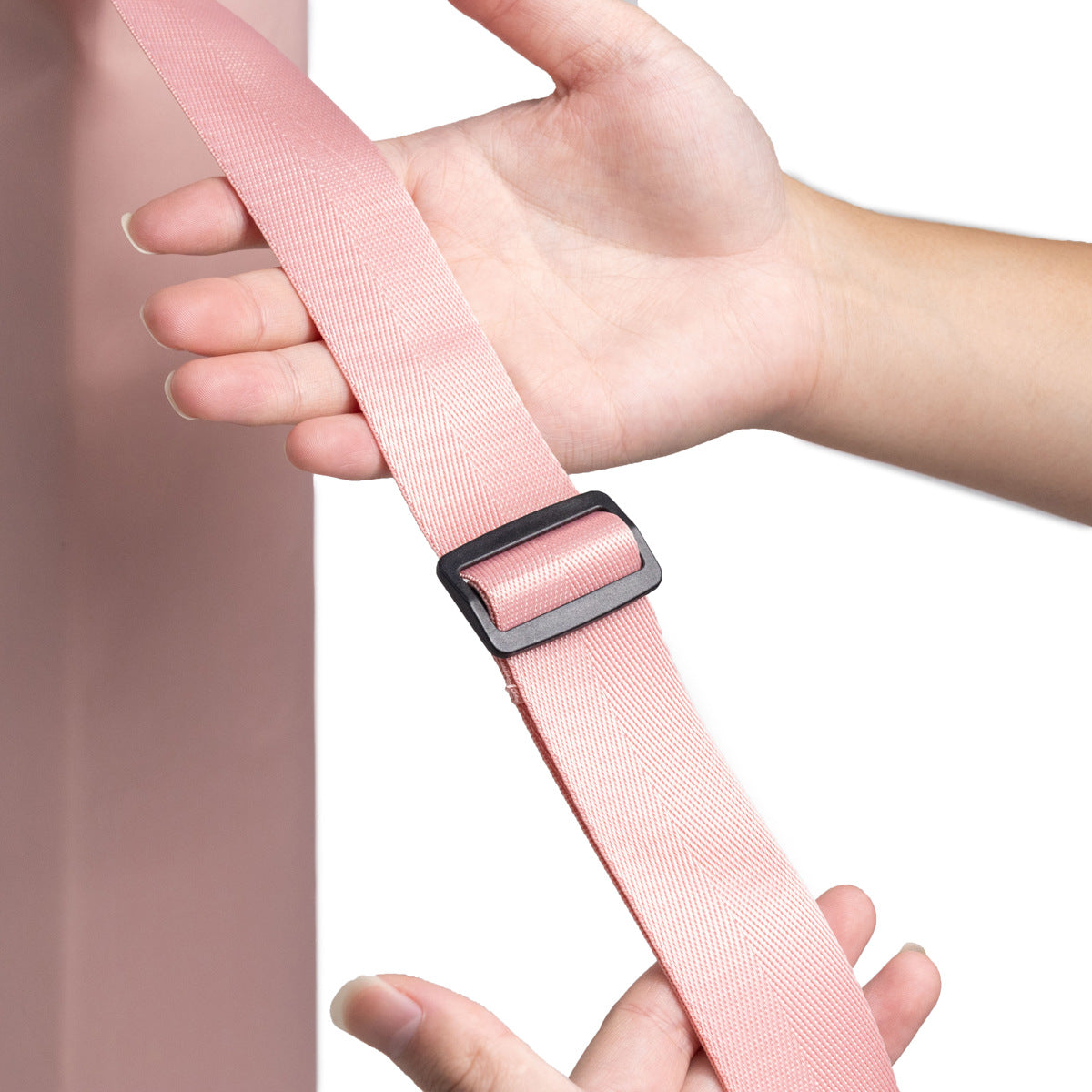 Pink Durable Yoga Mat Carry Bag - Multi-Functional Fitness Backpack with Wet Pocket Mugs are filming props, not included