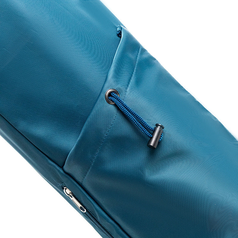 Dark Blue Durable Yoga Mat Carry Bag - Multi-Functional Fitness Backpack with Wet Pocket Mugs are filming props, not included