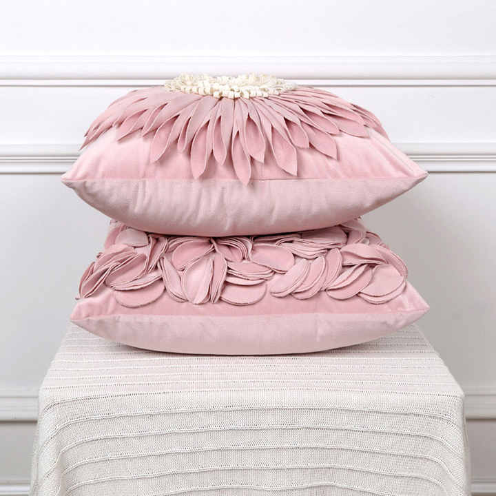 Style 1 Pink 3D Floral Cushion Covers - Modern Luxury Decorative Throw Pillow Covers for Living Room Without Pillow Insert