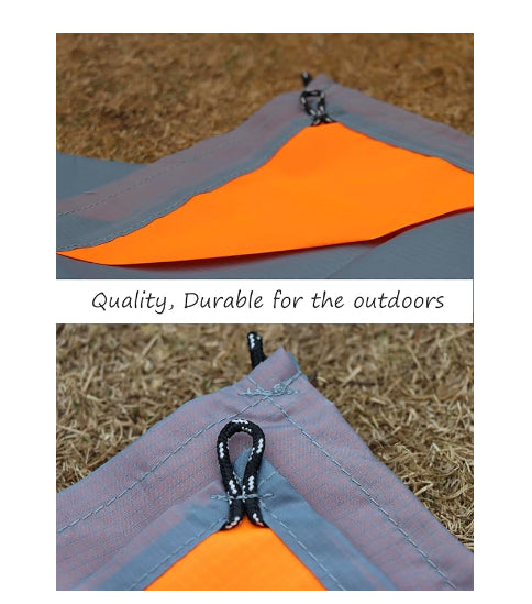 Grey And Orange Portable Waterproof Camping Mat - Foldable Picnic and Beach Blanket