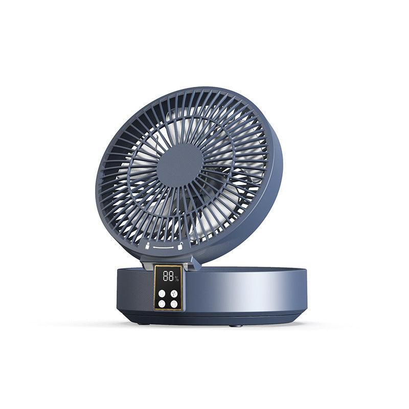 Dark Blue Remote-Control Wall-Mount Foldable Mini USB Fan with Night Light and Digital Display