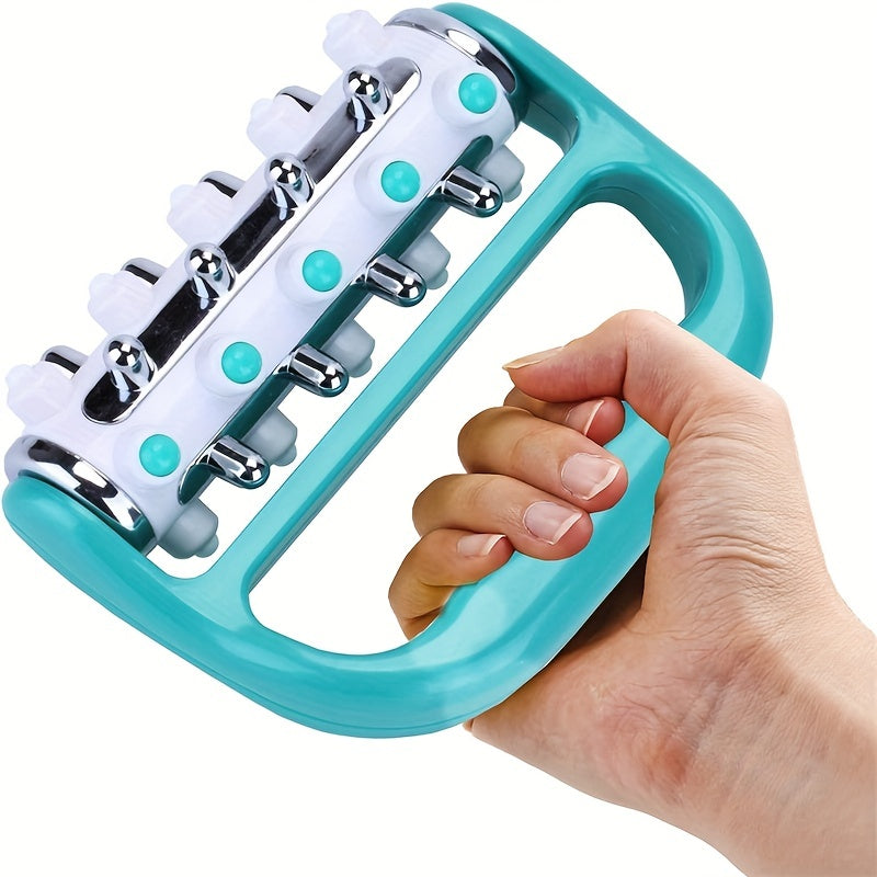 2PCS Blue Handheld Roller Massager - Mini Five-Row Manual Muscle Relaxation Tool for Acupressure and Stress Relief