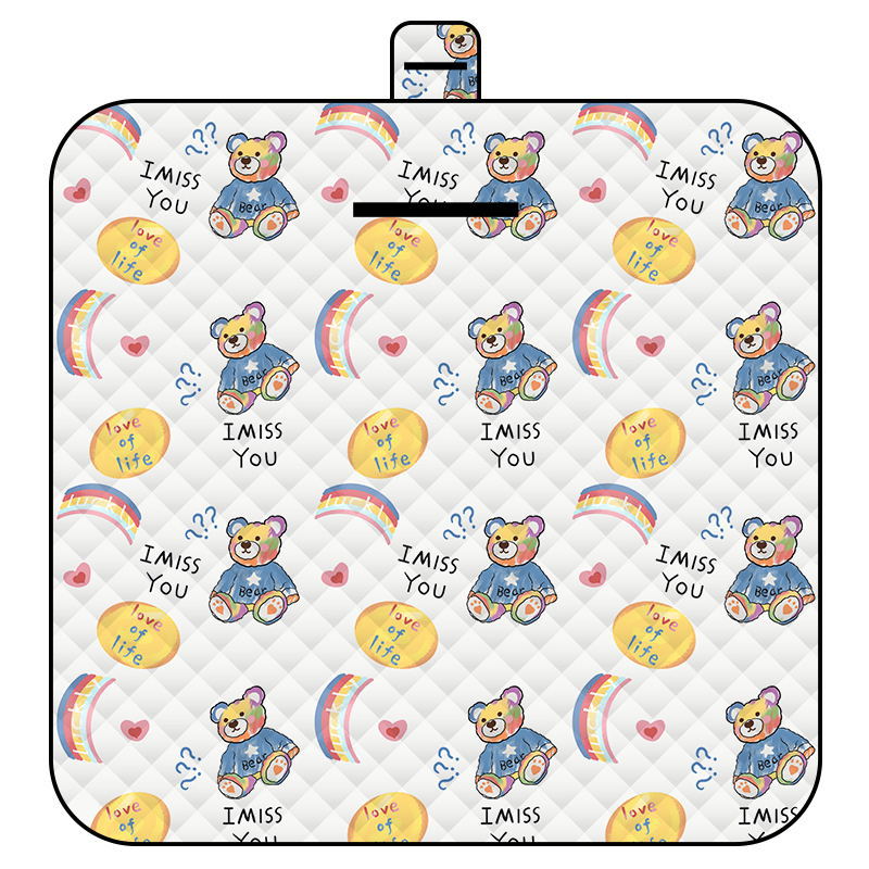 Thickened Waterproof Picnic Blanket - Portable Outdoor Beach Mat for Camping and Hiking 150*200cm Rainbow Bear