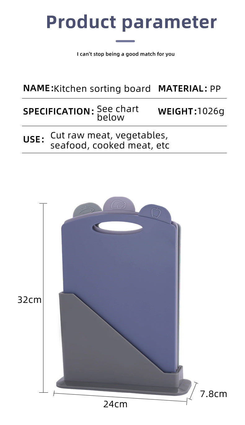 Double-Sided Antibacterial Kitchen Chopping Board Set with Non-Slip Base and Food-Specific Tabs - 3-Piece Set