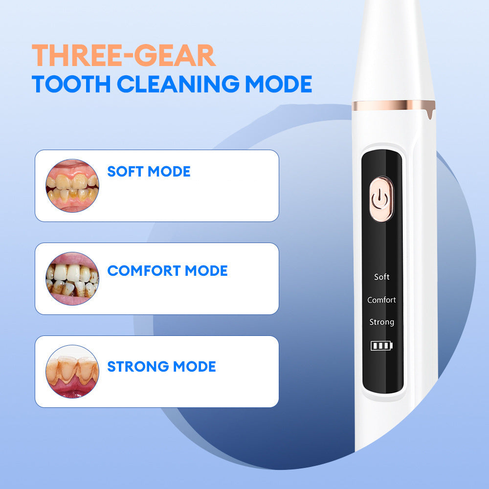 3-Speed Ultrasonic Electric Dental Cleaner with LED Light and Type-C Charging - Professional Plaque Remover Kit