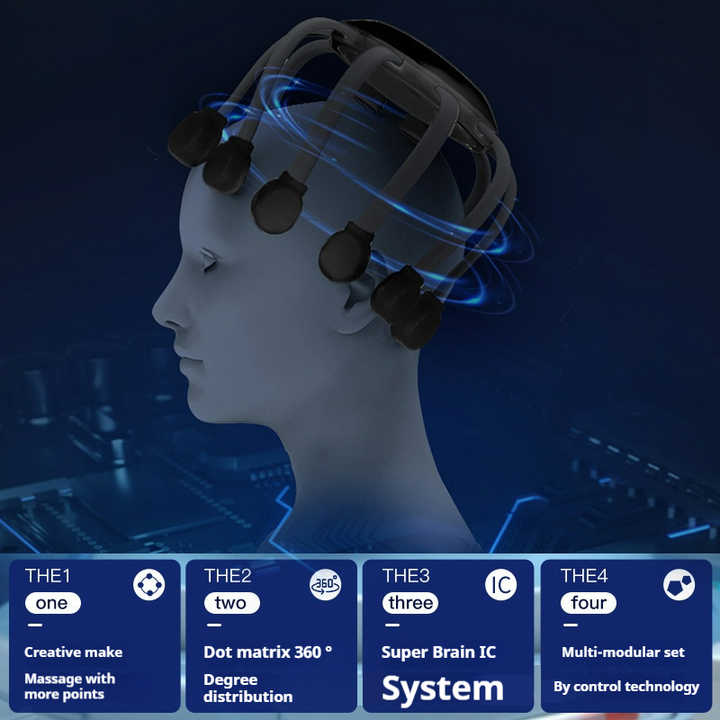 White Standard B model 5 modes + vibration + timing Multifunctional Electric Head Massager with 14 Nodes- Scalp Stress Relief