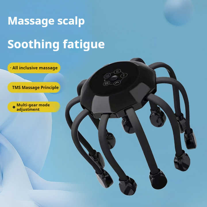 White Upgraded B model 5 modes + vibration + timing + red light Multifunctional Electric Head Massager with 14 Nodes- Scalp Stress Relief
