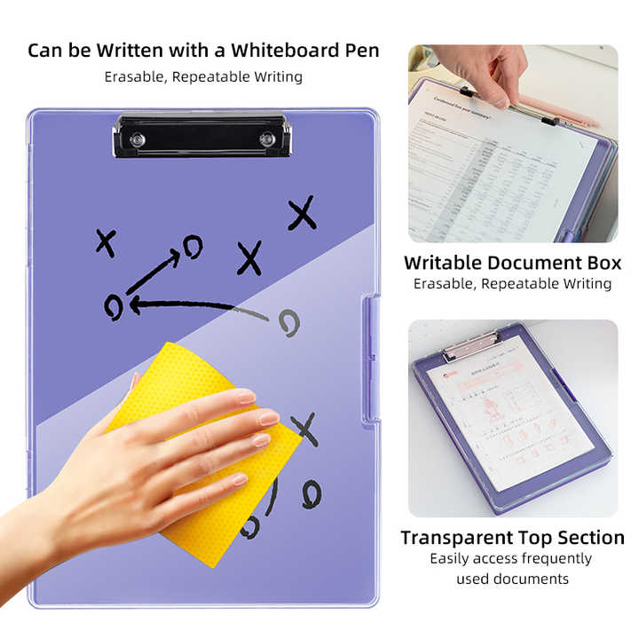 Sea blue A4 Plastic Document Storage Clipboard - Portable and Durable