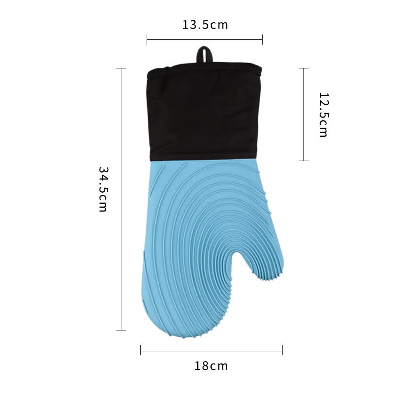 Green Spiral Pattern Silicone Oven Mitts - Heat Resistant and Non-Slip Design (1 Pair/2 PCS)