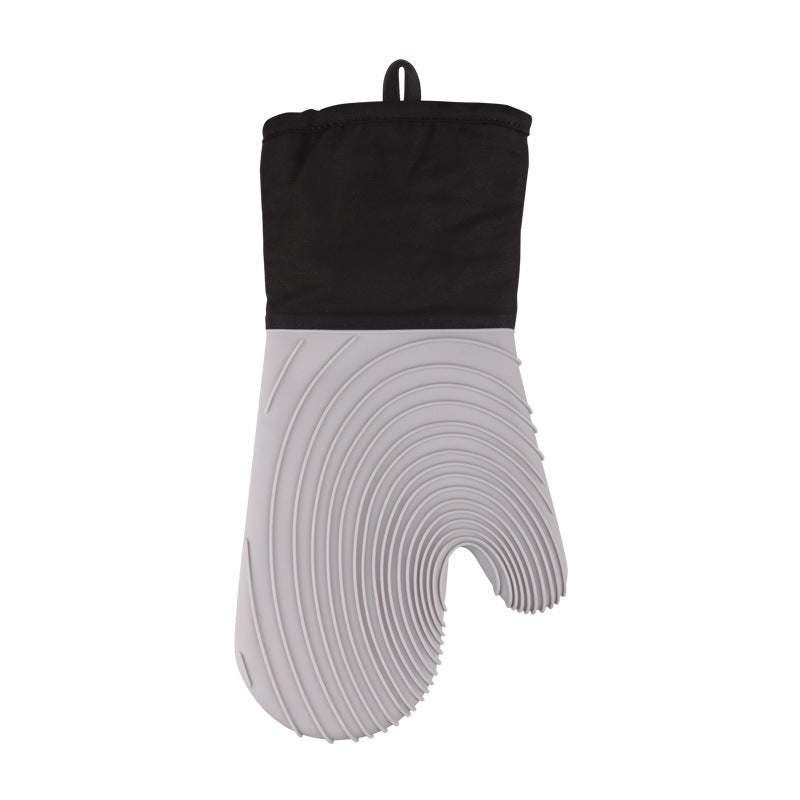 Gray Spiral Pattern Silicone Oven Mitts - Heat Resistant and Non-Slip Design (1 Pair/2 PCS)