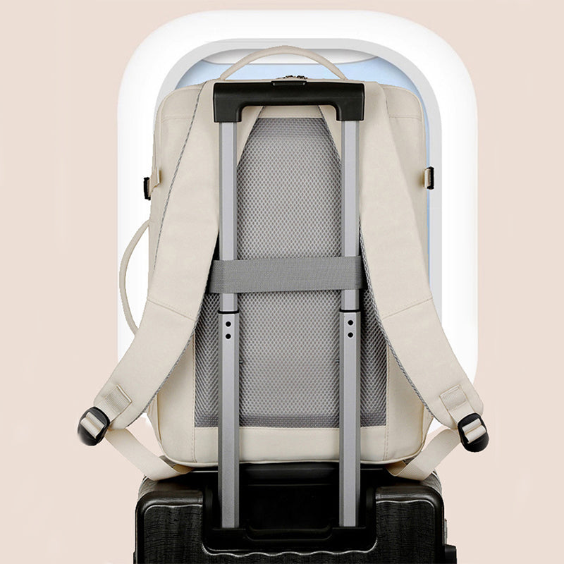 Large Capacity Travel Backpack with USB Charging Port - Beige