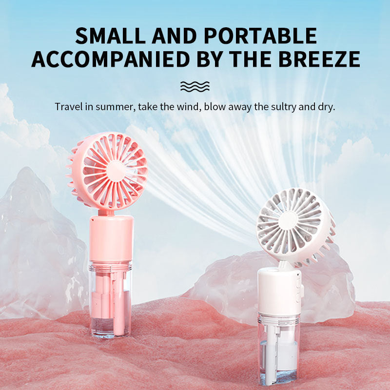 Portable 4-Speed Mini Spray Fan with Moisturizing Function - F2 Pink (2PCS)