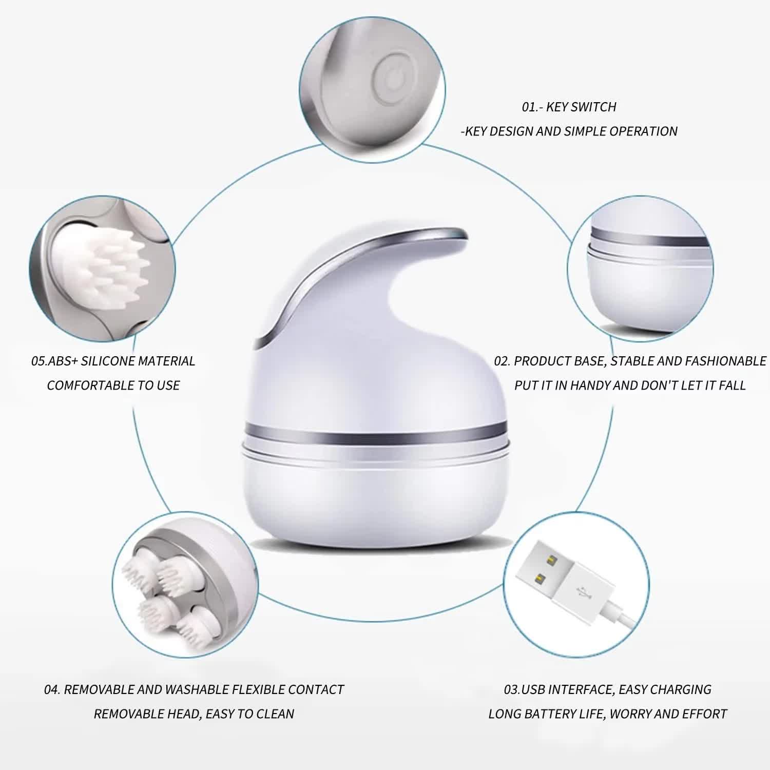 Rose Red Portable 3D Electric Massage Device with Adjustable Speeds and USB Charging