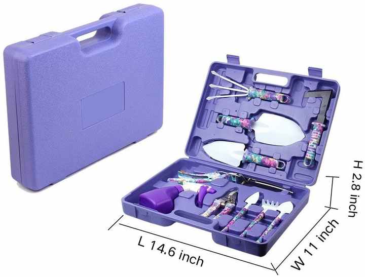 YL/Z10 Purple 10-Piece Floral Gardening Tool Set with Carrying Case - Durable and Stylish