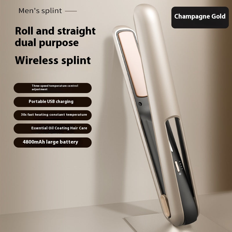 Champagne Gold Wireless USB Charging Hair Straighteners Volume Straight Two-in-one