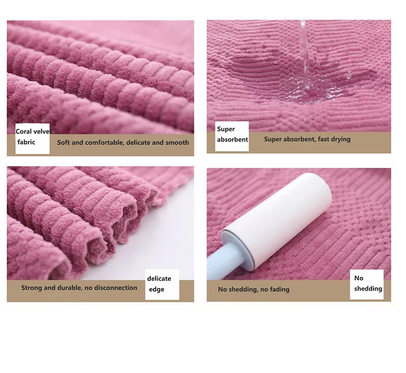 2 PCS Dark Pink Coral Fleece Towel and Bath Towel Set - Ultra Soft, Absorbent, and Lint-Free for Home and Spa