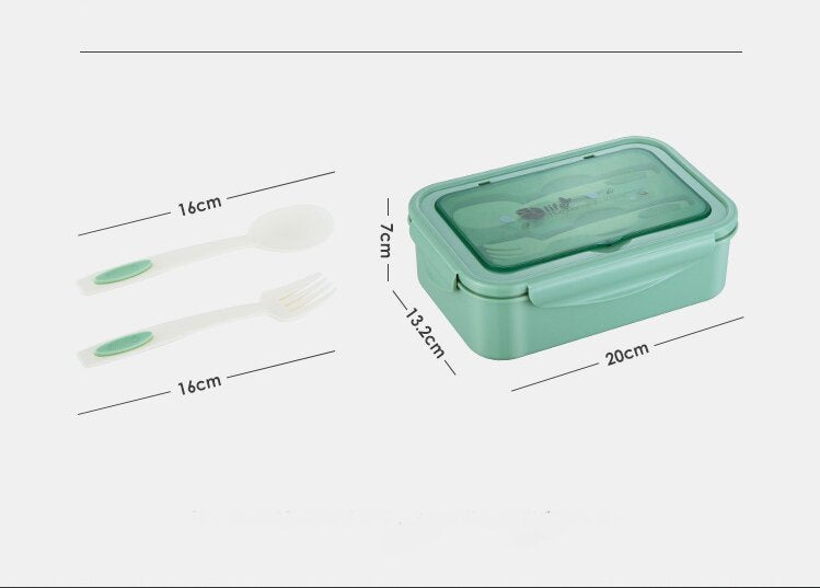 2 PCS Green Multipurpose Lunch Box with Spoon and Fork