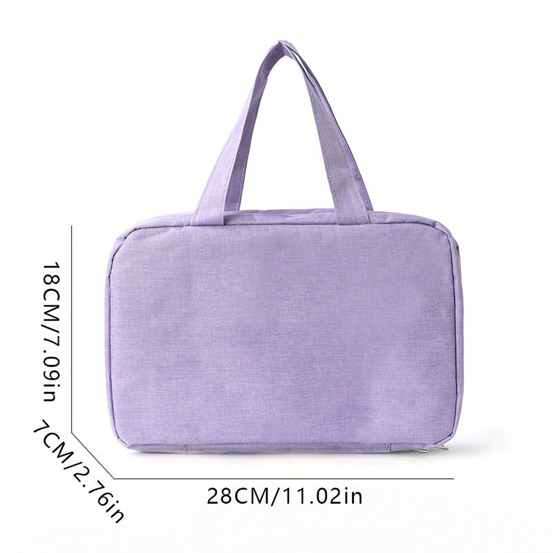 Purple Multipurpose Portable Travel Toiletry Bag - Waterproof Cosmetic Organizer with Zipper