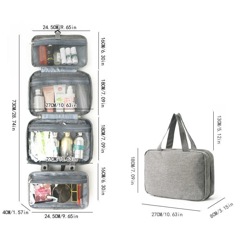 Gray Multipurpose Portable Travel Toiletry Bag - Waterproof Cosmetic Organizer with Zipper