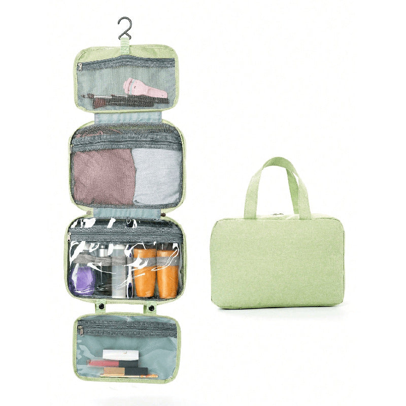 Green Multipurpose Portable Travel Toiletry Bag - Waterproof Cosmetic Organizer with Zipper