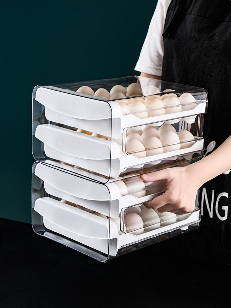 Clear Egg Storage Box with Two Layers - Space-Saving Design for 40 Eggs