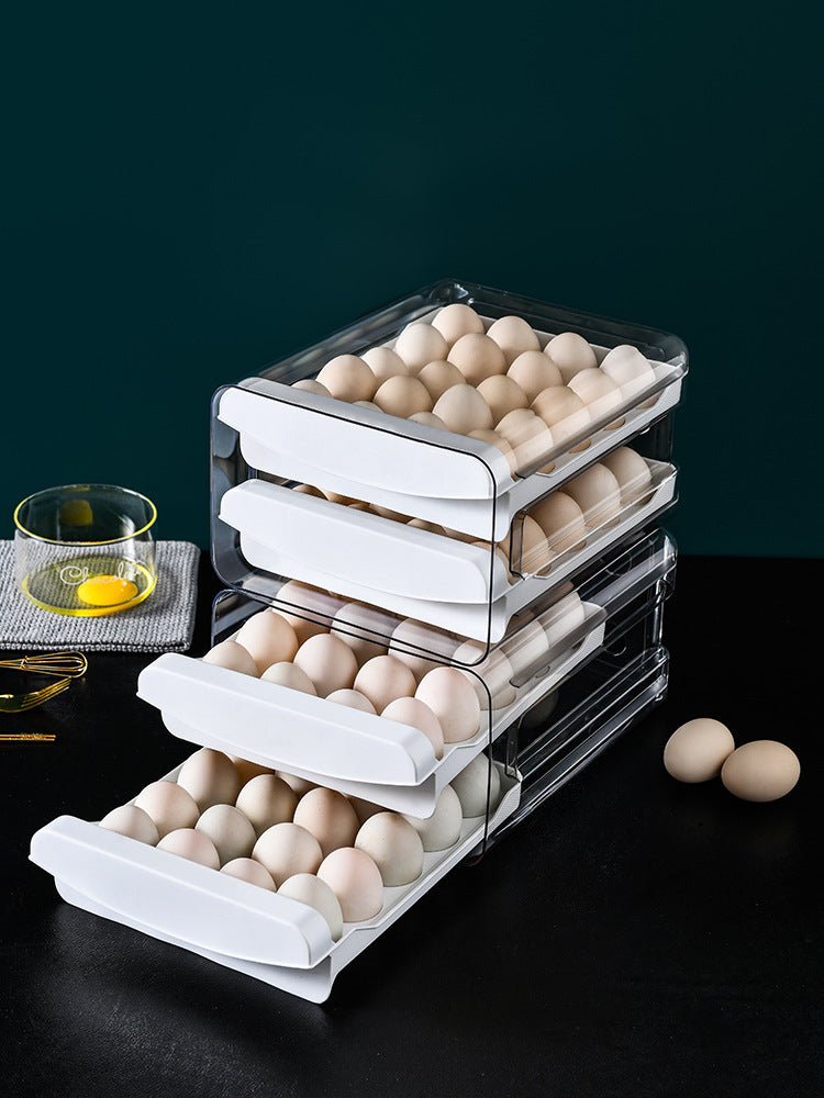 Clear Egg Storage Box with Two Layers - Space-Saving Design for 40 Eggs