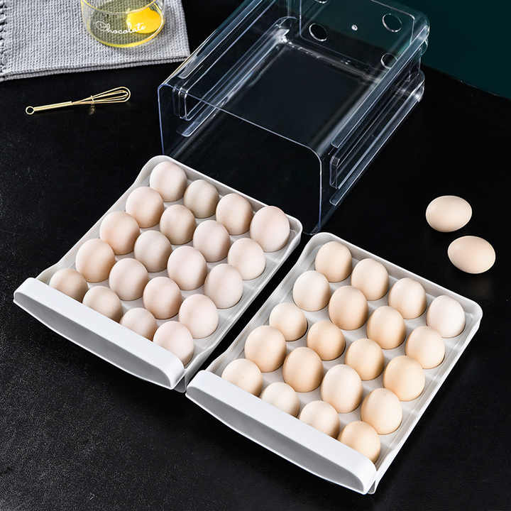 Clear Egg Storage Box with Two Layers - Space-Saving Design for 40 Eggs