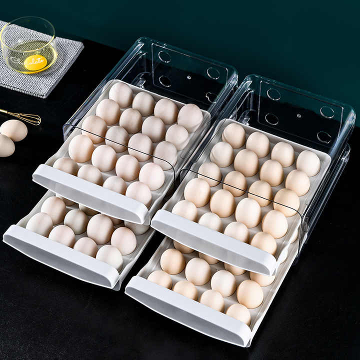 Clear Egg Storage Box with Two Layers - Space-Saving Design for 40 Eggs