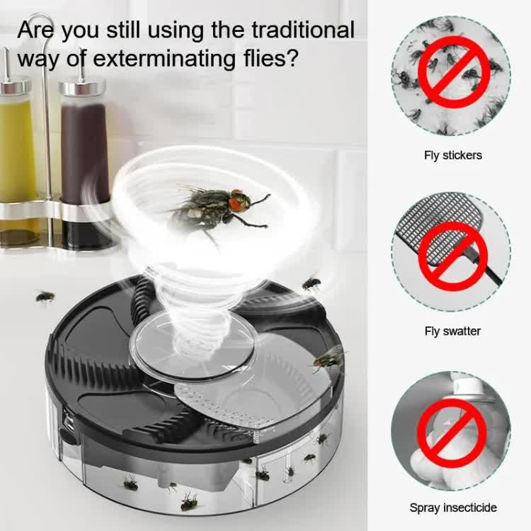 Black Electric Rotating Fly Trap - 360 Degree Efficient Insect Catcher for Indoor Use