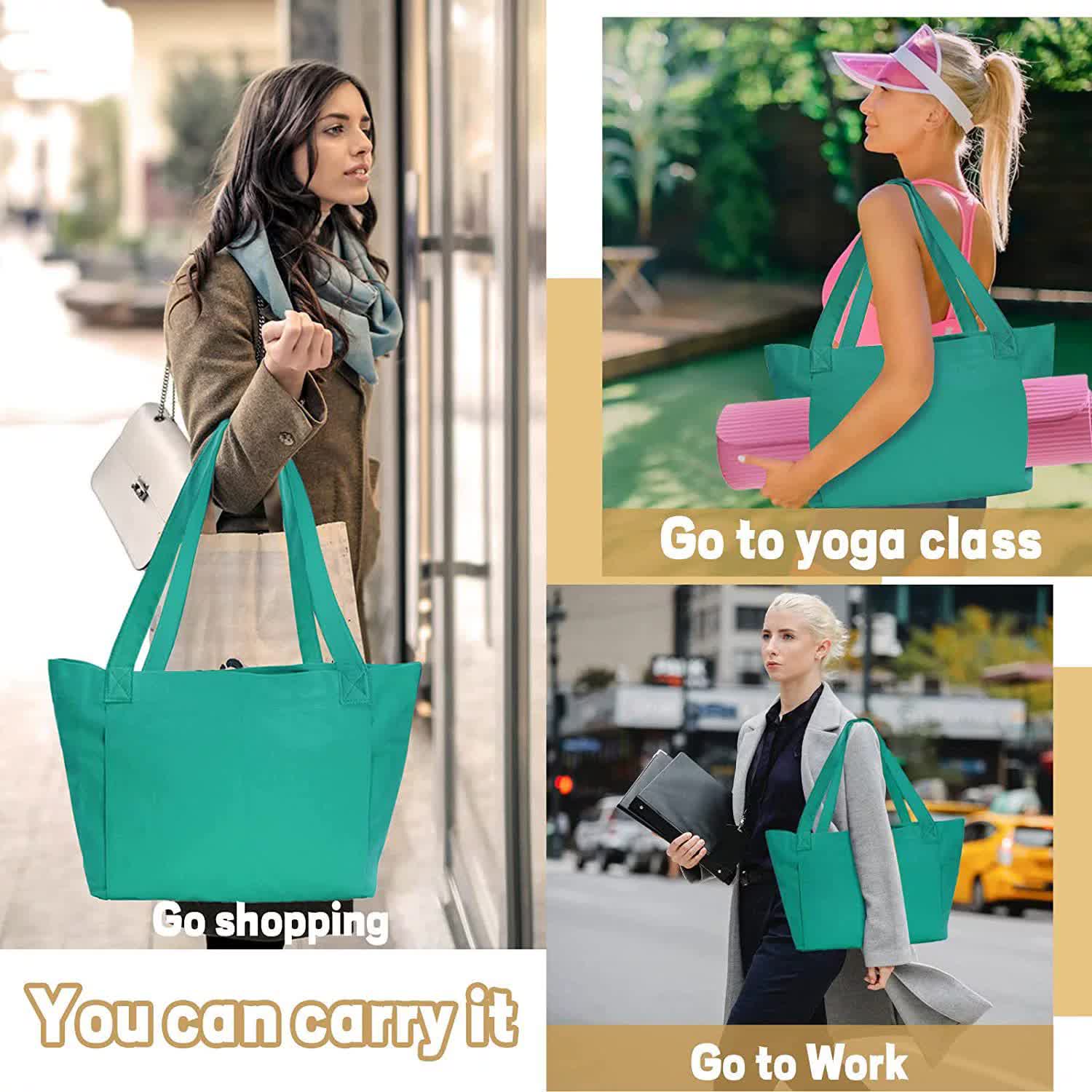 Khaki Yoga Mat Tote Bag - Multi-Purpose Gym Bag with Yoga Mat Holder