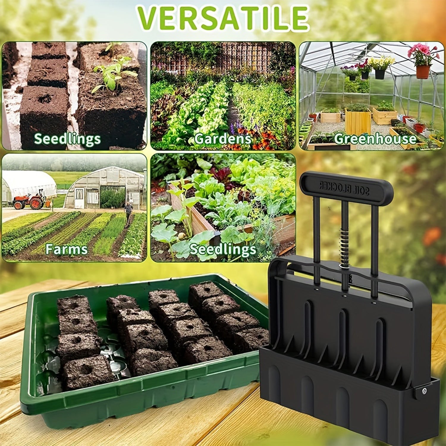 5x5 Soil Block Maker - Durable Handheld Gardening Tool for Seed Starting