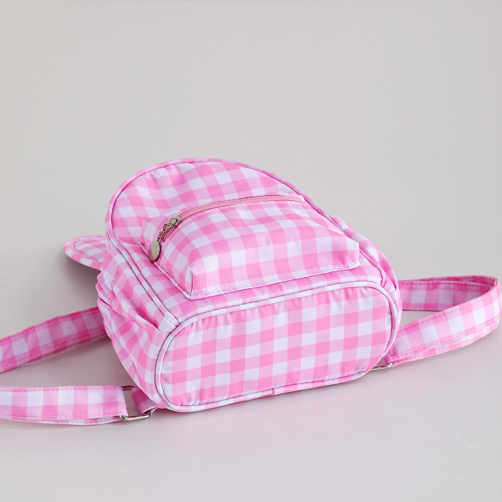 Khaki Kids Bunny Ear Gingham Backpack - Cute Mini Bag for Girls