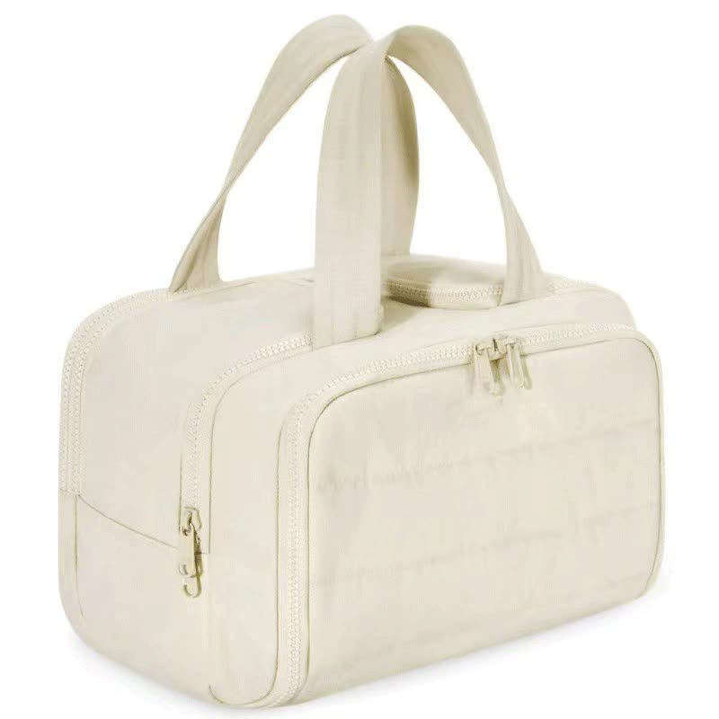 Beige Waterproof Travel Duffle Bag - Lightweight Multi-Pocket Overnight Bag for Women