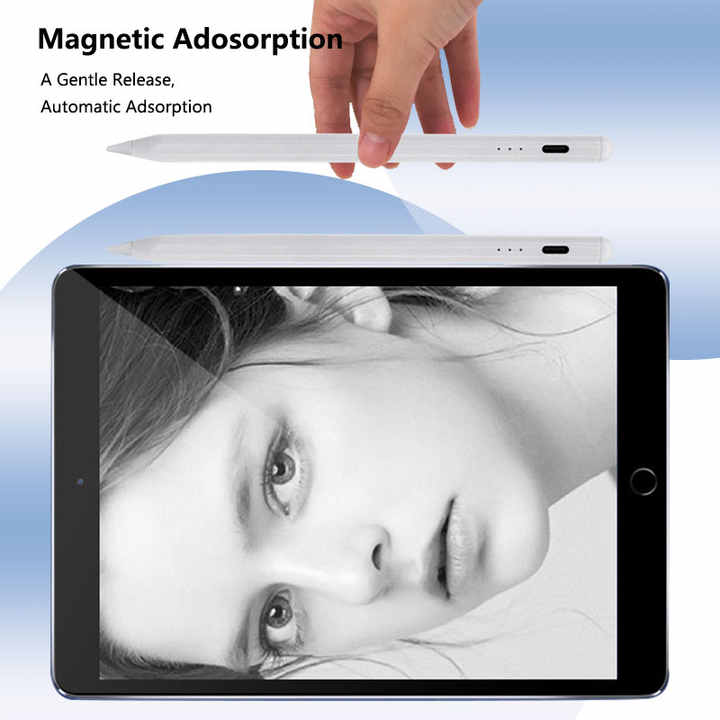 Purple Stylus Pen for iPad 2018 & Later - Tilt Pressure, Magnetic Attachment, LED Battery Indicator, Type-C Rechargeable