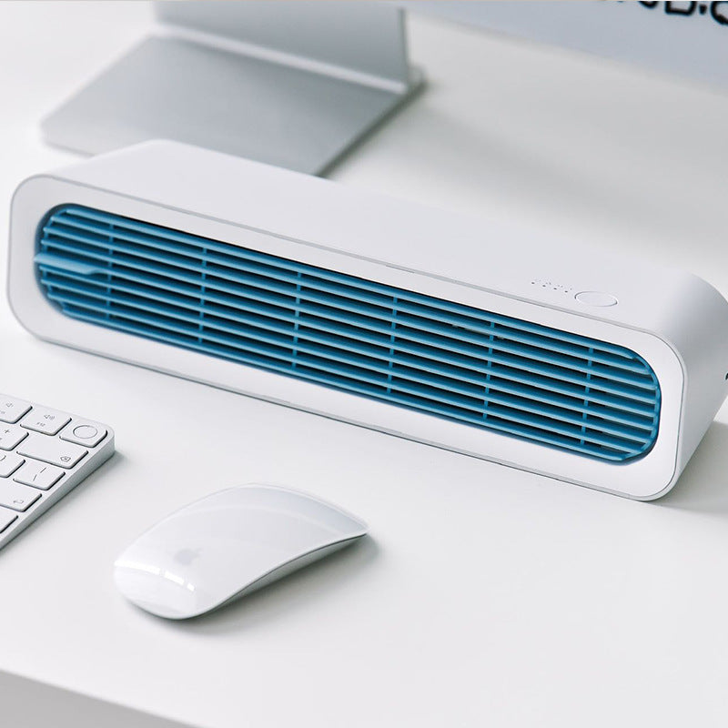 Blue Slim Desktop Rectangular Fan with Modern Design