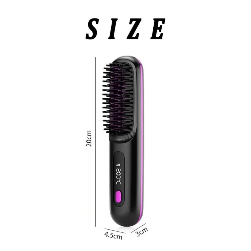 Pink Portable Electric Hair Straightening Brush