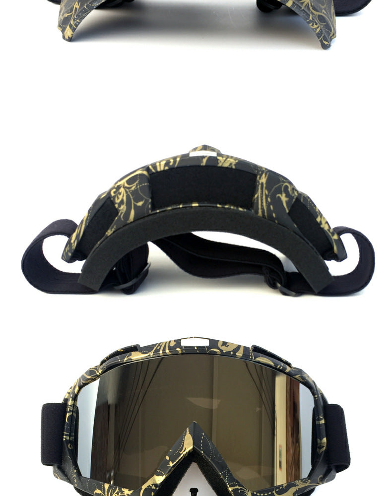 Small Flower Frame Faux Red Flake Full-Face Snow Goggles with Mirror Lens - Ultimate Protection and Comfort