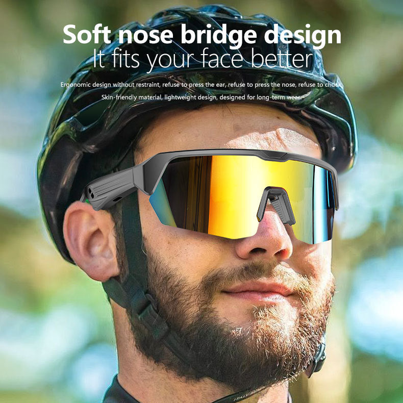 Colorful Cycling Sports Bluetooth Glasses with UV Protection and Fast Charging - Wireless Audio and Enhanced Visibility