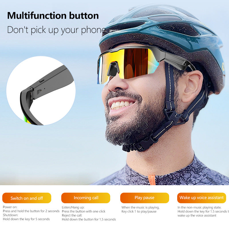 Colorful Cycling Sports Bluetooth Glasses with UV Protection and Fast Charging - Wireless Audio and Enhanced Visibility