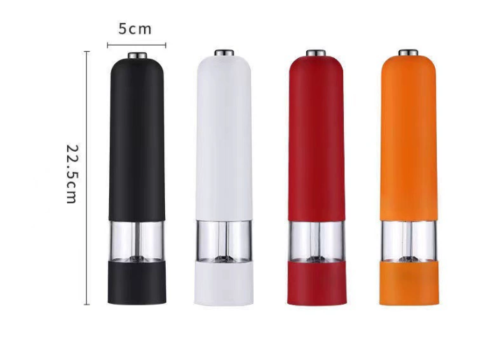 White Elegant Electric Salt and Pepper Grinder - Modern and Compact for Effortless Seasoning